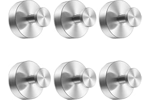 Siblaies 6 Stück Saugnapfhaken Saugnapf Haken Vakuum Saughaken Wiederablösbar Ohne Bohren Saughaken Handtuchhaken Wandhaken Edelstahl für Küche Badezimmer Glatte Fenster Wand Glas(Silber)