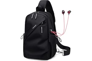 VNINE Sling Bag Umhängetasche Brusttasche Schultertasche Herren Damen mit Kopfhöreranschluss, leichte Wasserdicht Crossbody Bag für Wandern Wandern Radfahren Reisen Radfahren