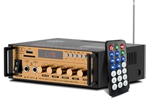 AWKAQUN Amplificatore Bluetooth, Mini Amplificatore Stereo Audio Hifi Bluetooth,Karaoke Mixer,Hi-Fi Digital Amp 2.0 Channel 600W con Ingresso USB/RCA/Scheda SD/per Casa, Auto Audio,Audio Speaker