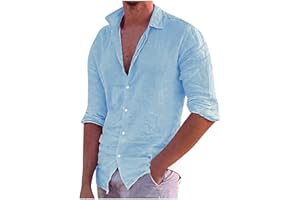 ZGIDDAZ Chemise Homme Manches Longues Chemise Col Mao Unie Chemisette Coupe Régulière Chemise Homme Ete Respirable Casual Ajustée Décontractée Chemises Légère pour Affaires, Loisirs Et Vacances