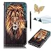 Produktbild LG G6 Handyhülle, LG G6 Hülle, TOUCASA® Geprägtes Buntes Tier und Blume Premium PU Leder Flip Wallet Schutzhülle Stoßfest Bumper mit Kartenhalter Klappständer Magnetic Case Hülle für LG G6 + Gratis Touch Stylus Pen & Staubstecker-Goldener Löwe