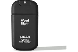 HAAN - Hydroalcoholic Hydrating Hand Sanitizer Spray With Aloe Vera Hand Sanitiser - Instantly Moisturizes - Wood Night Scent, 30ml