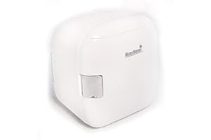 MaxxHome Mini Kühlschrank - Kühlschrank Klein - Mini Fridge - 9 Liter - Minibar - Camping Kühlschrank - Minikühlschrank Günstig - Kühlt und wärmt - Retrostyle - 100/240V / 12V - Autostecker - Weiß