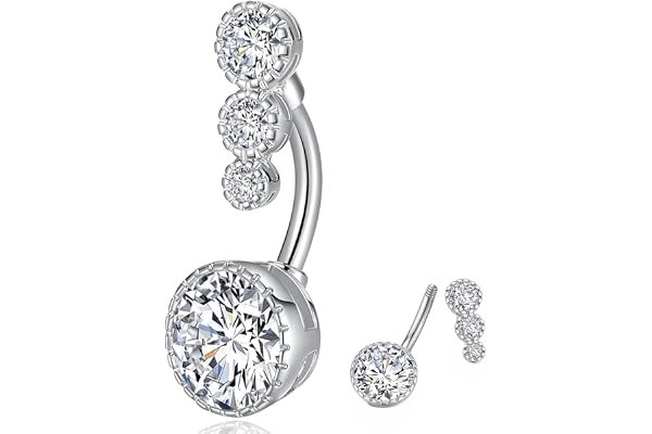 Popuhoops G23 Titan navelring klar CZ magringar navelringar navelpiercing smycken mage piercing ring kroppssmycken 14 g 14 mm 12 mm 10 mm 8 mm