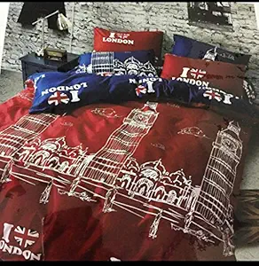 Magnetic Shadow Cartoon Print Glace Cotton Queen Size Bedsheets with 2 Pillow Covers for Kids - 90 