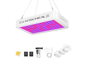 KOSCHEAL KS1200 LED Plant Grow Light Full Spectrum Daisy Chain with LM301B Veg Bloom Double Switch for Indoor Plant Seedling Flower and Fruiting to Provide Suitable Spectrum Quiet Built-in Fan 130W±5%