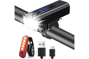 Chasinglee Luci Bici Ricaricabili USB,Luci Bicicletta LED Potenti Super Luminoso 2000 Lumens Luce Bici Anteriore e Posteriore ，Impermeabile IPX5 Set di luci per Bicicletta per Strada e Montagna