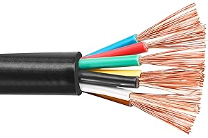 AELMIYW 7 Polos Cable de Remolque 5m，Cable de 7 núcleos para Remolque，Cable eléctrico 7 Hilos para vehículo，5m Cable de Remolque de 7 núcleos Negro para Remolque Caravana Camión