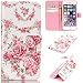 Produktbild Nancen Apple iphone 6 / 6S (4,7 Zoll) Handyhülle, Bunt Nette Romantische Muster Flip Etui Case Cover Lederhülle PU leder Folio Bookstyle Schutzhülle mit Standfunktion, Brieftasche und Karte Tasche [Rose]