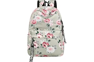 ODOKEI Sac a Dos Scolaire College Lycee Fleuri Fille Ado Sac à Dos Collège École Lycée Cartable Sac a Dos Ecole Ados Daypack Sacs Scolaires Grand Sac à Dos Femme Portable Ordinateur Ville Voyage Loisir Kaki