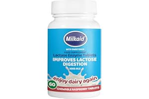 COLIEF Milkaid Lactase Enzyme Chewable Tablets for Lactose Intolerance Relief | Prevents Gas, Bloating & Diarrhoea | Fast Acting Dairy Digestive Supplement | Gluten Free & Vegan | 60 tablets