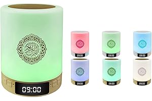 WMLBK Wireless Quran Touch Lamp with APP Control Remote Control, 7 Colors Light Portable Bluetooth Quran Speaker, 14 Languages USB Powered Quran Player