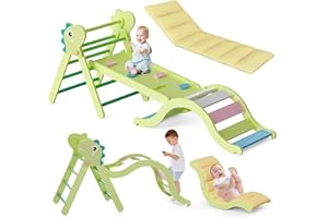 LOVIVO Kletterdreieck Indoor Set 9-in-1 inklusive Klettergerüst Indoor, Kletterbogen & Kissen | Klappbares Holz Klettergerät, Montessori Kletterset für Kleinkinder 1-3 Jahre, Krippe & Zuhause