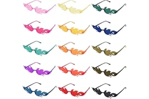 Minnhua 15PCS Occhiali da Sole Fiamma Occhiali da Festa Occhiali Divertenti Trasparenti Colorati Occhiali da Hippy a Fiamma Plastica Occhiali per Feste Compleanno Cosplay Carnevale bambini e adulti