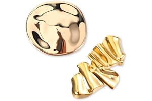 TUCNOEU 2pcs Brosche Gold Unregelmäßige, Edelstahl Broschen für Kleidung, Brosche Damen - Elegante Accessoires für Hochzeiten und besondere Anlässe