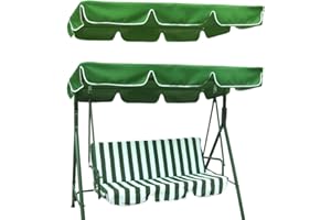 LYPPUL Porch Swing Canopy Replacement, 3 Seater Garden Swing Seat Canopy Cover, Waterproof UV Protection Patio Hammock Cover Top for Patio Garden Poolside Backyard (Green,195 * 125 * 15cm)