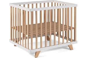 Geuther Parc Bébé Lasse – Réglable sur 2 Hauteurs – Pliable et Mobile – 76x97 cm – Certifié TÜV – Design Scandinave