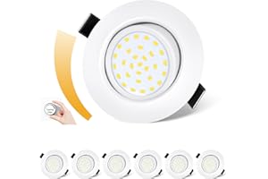 Dexnump Spot LED Encastrable Dimmable, Spots de Plafond 230V, 5W 600LM Spot Encastré Equivalente de 50W, Spot LED Ultra Plat de 25mm, IP44 pour Salle de Bain Chambre Salon, Lot de 6 (Blanc, 4500K)