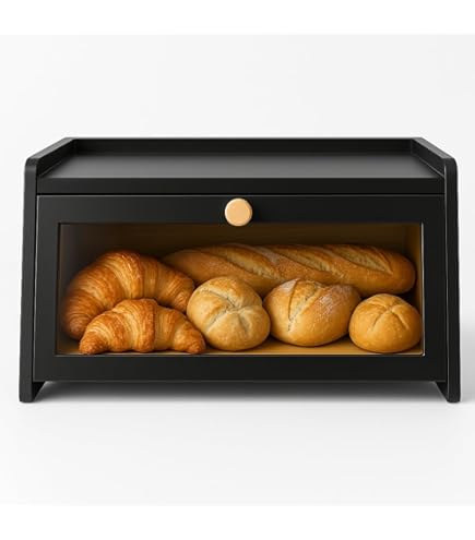 Stijlvolle Broodtrommel Voor Aanrecht In De Keuken - Extra Grote Houten Brooddoos Met 2 Planken Doorzichtige Ramen Ventilatieopeningen Houdt Brood Bagels En Broodjes Vers 40 X 264 X Arise