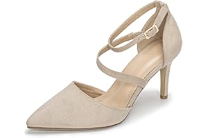Rodawu Womens Court Shoes Pointed Toe High Heel Shoes Ankle Strap Pumps Wedding Shoes Sandals Ladies Shoes