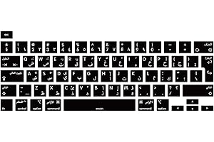MiNGFi Protection Clavier Silicone Arabe pour MacBook Pro 13" M1/M2 A2338 (2020–2023), A2289 (2020), A2251 (2020–2021), Pro 16" A2141 (2019–2021) EU/ISO - Noir