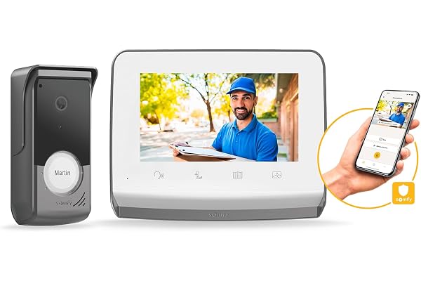 somfy 1871229 – Visiophone V350 Connect | Interphone connecté | Ecran 7 pouces | Vision nocturne | Gestion des visites à distance via l’app Protect | Contrôle jusqu’à 5 équipements motorisés RTS