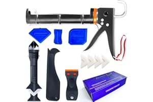 DOAIZER Caulk Gun Kit - Smooth Silicone Caulking Remover Tools The Smarter Way to Seal & Repair! Professional Caulk Gun Set with Glide & Comfort Grip/Heavy-Duty Metal/Plastic for Flawless DIY