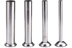 Yolispa Tubos de relleno de salchichas, 4 unidades, acero inoxidable, juego de tubos, molinillo de salchichas, picadora de carne, accesorio para embudo, boquillas de repuesto, herramientas de cocina