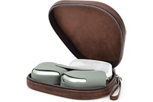 CONTACT'S FAMILY Etui ochronne do AirPods Max, prawdziwa skóra, odporne na wstrząsy, kompatybilne z AirPods Max z paskiem na nadgarstek (kawowe)