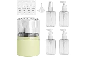 SLIAXINT 1 st 4-i-1 resedispenser, 4-i-1 resedispenserflaska, reseflaskor för fyllning, 2 sprayflaskor och 2 pumpdispenser, 50 ml, läckagesäker med etiketter och tratt, för resor, fitness, camping