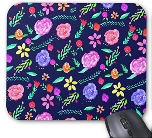 Preisvergleich Produktbild Gaming Mouse Pad Boho Aquarell botanisches Blumenmuster marineblau Design für Desktop und Laptop 1 Pack 22x18cm / 8.66x7in
