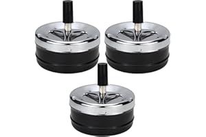 ZDNT 3PCS Cendrier pivotant en chrome Cendrier Tournant Cendrier à vent Cendrier avec Poussoir Cendrier Coupe-vent pour intérieur et extérieur Noir,Moderne