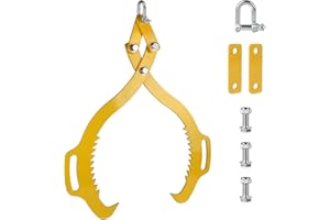 SWAWIS Pince Forestière pour Troncs en Acier Allié, Pince de Levage pour Grumes pour Bûches Jusqu'à 760mm, Capacité de Chargement : 1500Kg, Grappin Lourd Griffe à Bois(Jaune)