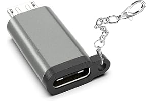 SHUBEIEUMI Micro USB auf USB C Adapter, USB Typ C (Female) zu Micro USB (Male) Adapter mit Kette, Aluminium Gehäuse, Unterstützt 2,4 A Schnellladung für Samsung, Huawei und micro USB Geräten(Grau)