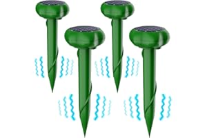 QUEATH Ahuyentador de Topos Solar 2025, Ahuyentador Animales para Repeler Topillos, Serpientes y Roedores de Jardines,Anti Topos,contra Plagas, Repelente de Ratones Ultrasónico 4 Piezas