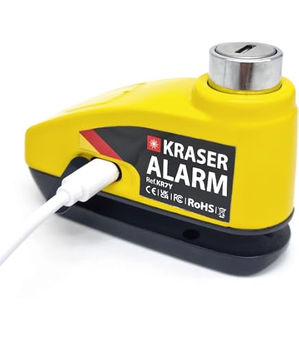 Antivol Moto Alarme 110 DB - Bloque Disque Rechargeable USB, Câble 1,5 M, 2 Clés, Universel - 3