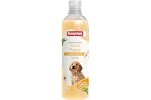 BEAPHAR – Shampooing Essentiel pour Chiot – Extra-Doux – Poil Doux – Contient de la Camomille et de l'Aloe Vera – sans parabène ni Silicone – pH Neutre – Produit Vegan – Prêt à l'emploi – 250 ML