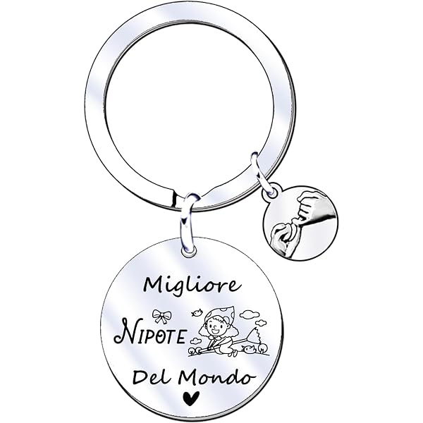 Portachiavi Per Nipote | Regalo Significativo Con Incisione Ti Voglio Bene | Gioielli In Acciaio Inox Per Nonna E Nipote - 2