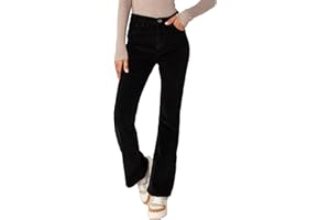 Nina Carter J221 Pantalon en velours côtelé stretch pour femme Taille haute Bootcut Vintage