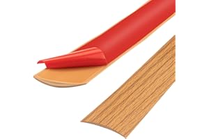 ZTOWOTO Tira de umbral de PVC de 200cm, tiras de transición de piso, tiras de cubierta de piso laminado, tira divisoria de puerta de piso autoadhesiva (5cm, grano de madera amarillo)