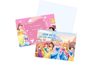 APDDHJ Princess Party Invites Kids Childrens Birthday Party Invitations with Envelopes Princess Party Invitations Birthday Cards Birthday Invitations(12 Invites & Envelopes)