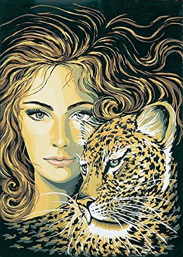 Leopard Maiden Printed Canvas for Tapestry or Needlepoint