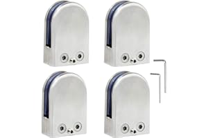 Discoball 4 x (10-12mm) Stainless Steel 304 Glass Clamp Bracket Holder for Window Balustrade Stair Handrail- (4-pack) - Upgraded