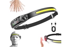 Natwo Luxelight LED Headtorch, 2025 Head Torch Rechargeable with Motion Sensor, Super Bright 230° Wide Beam Headtorch, Waterproof Lightweight Headlamp for Running&Fishing,1PCS