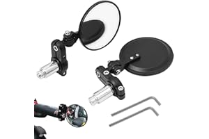 DIVONO 1paire Retroviseur Moto Embout De Guidon, Universel Réglable 360° Rétroviseurs Latéraux De Moto Avec Clés Allen, Imperméable Rond Moto Miroir Compatible Avec Scooter, Mobylette, Atv, Bicyclette