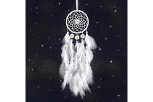 MSLSOZ Dream Catcher, Handmade White Dream Catcher with Daisy & Feathers & Pearls, Boho Wall Hanging Art Decor for Home Office Window - Unique Gift for Birthday, Housewarming, Wedding