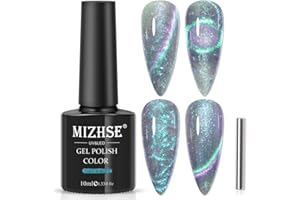 MIZHSE Cat Eyes UV Żel Lakier do Paznokci Glitter Cat Eye Gel Effect Shell Soak Off UV z 1 magnesem Nadaje się do majsterkowania i salonów paznokci 10 ml