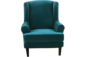 SHANNA Funda Sillon Orejero, Funda De Sillón Orejero Fundas Sofa Elasticas Cubre Sofa 7 Plaza Material de Piel Sintética de Zorro Plateado