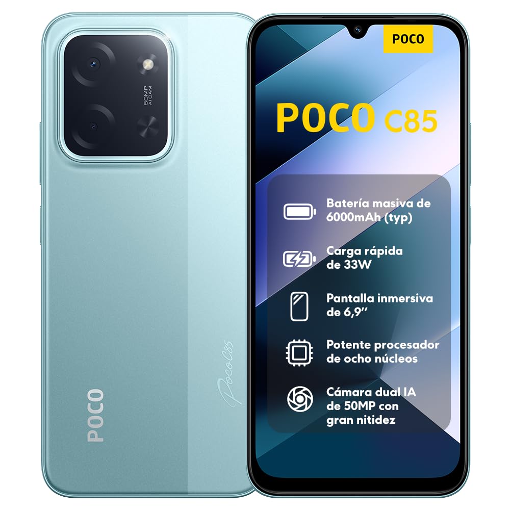 XIAOMI POCO C85 Smartphone de 8+256GB Verde Batería de 6000 mAh