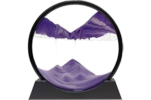 YWQQ 3D Hourglass Deep Sea Sandscape,Moving Sand Art Picture in Motion,3D Deep Sea Moving Sandscapes, Display Flowing Sand Frame,Office and Home Decor, Desk Decoration(Purple 12")